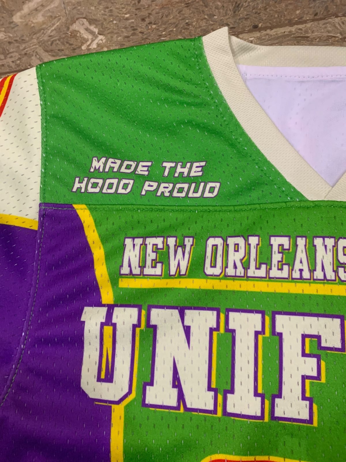 Custom sublimated sports jersey, detail